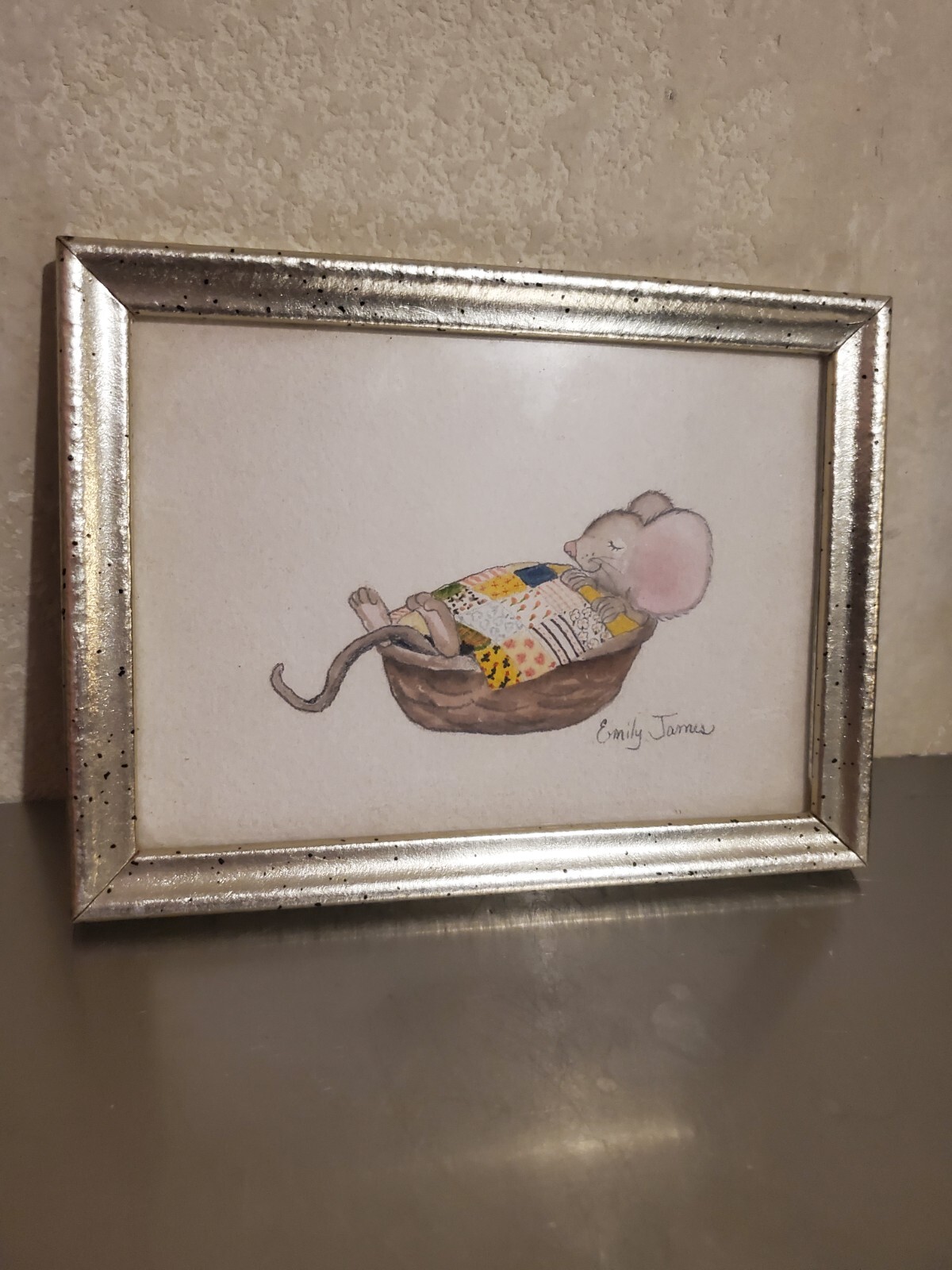 Super Sweet Sleeping Mouse Covered With Blanket Wall Art Emily James