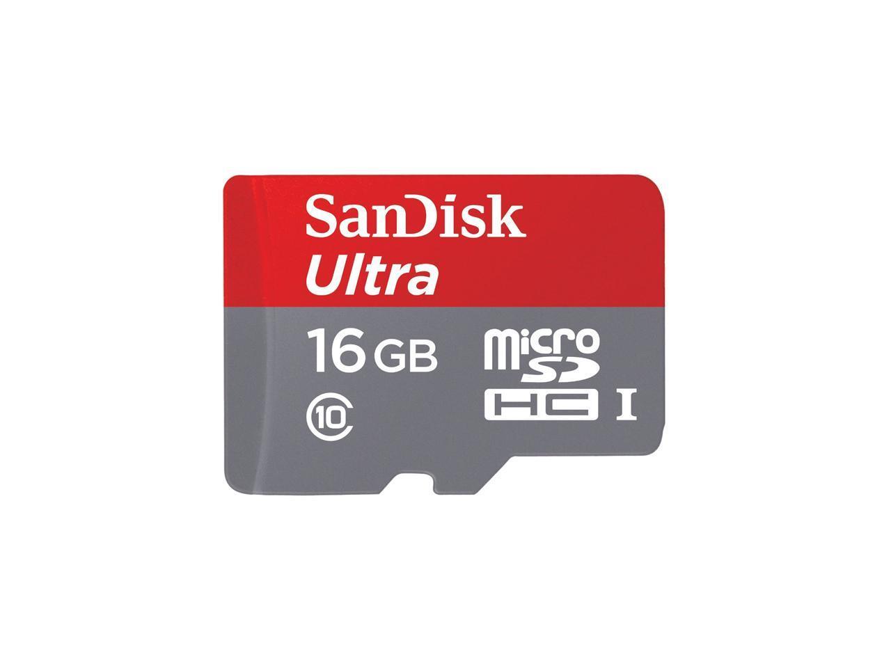 SanDisk 16GB Ultra microSDHC UHS-I/Class 10 Memory Card with Adapter, Speed Up t