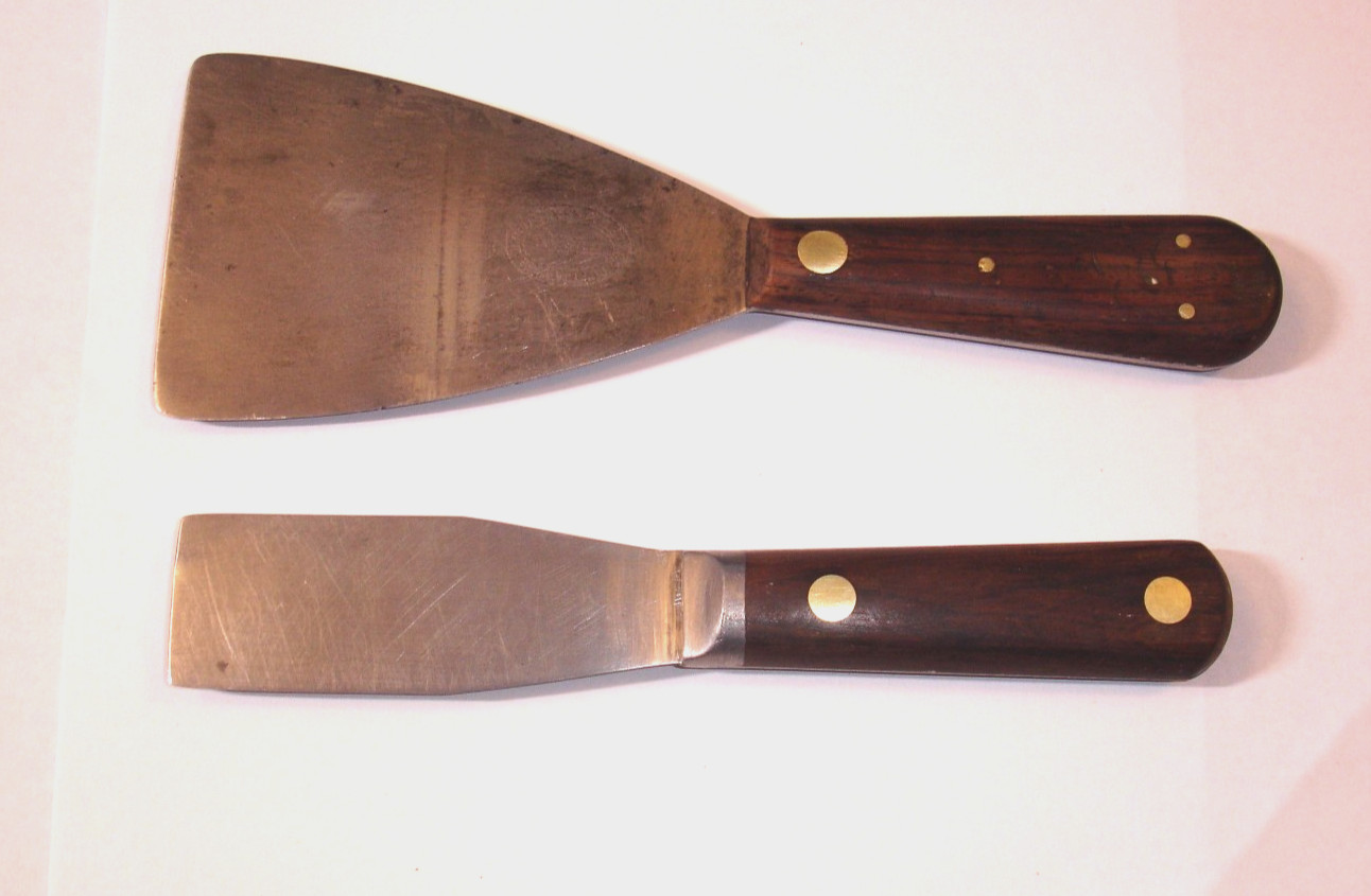 Vintage Pair Rosewood Handled Putty Knives United States Cutlery & Unbranded USA