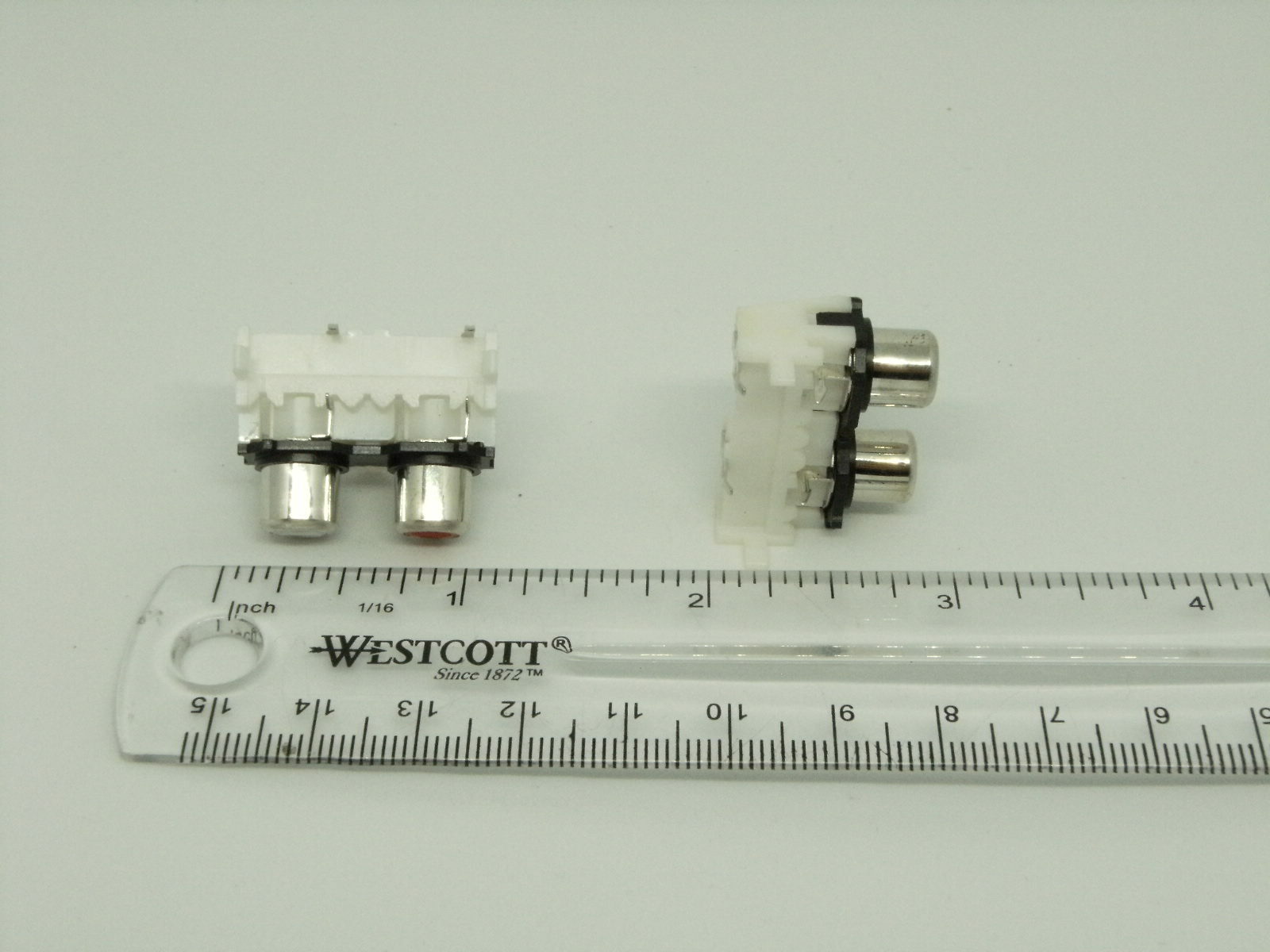 2x Pcs Pack RCA A/V Left Right White Red 2 Holes 4 Pins Socket Port Jack AV2-4