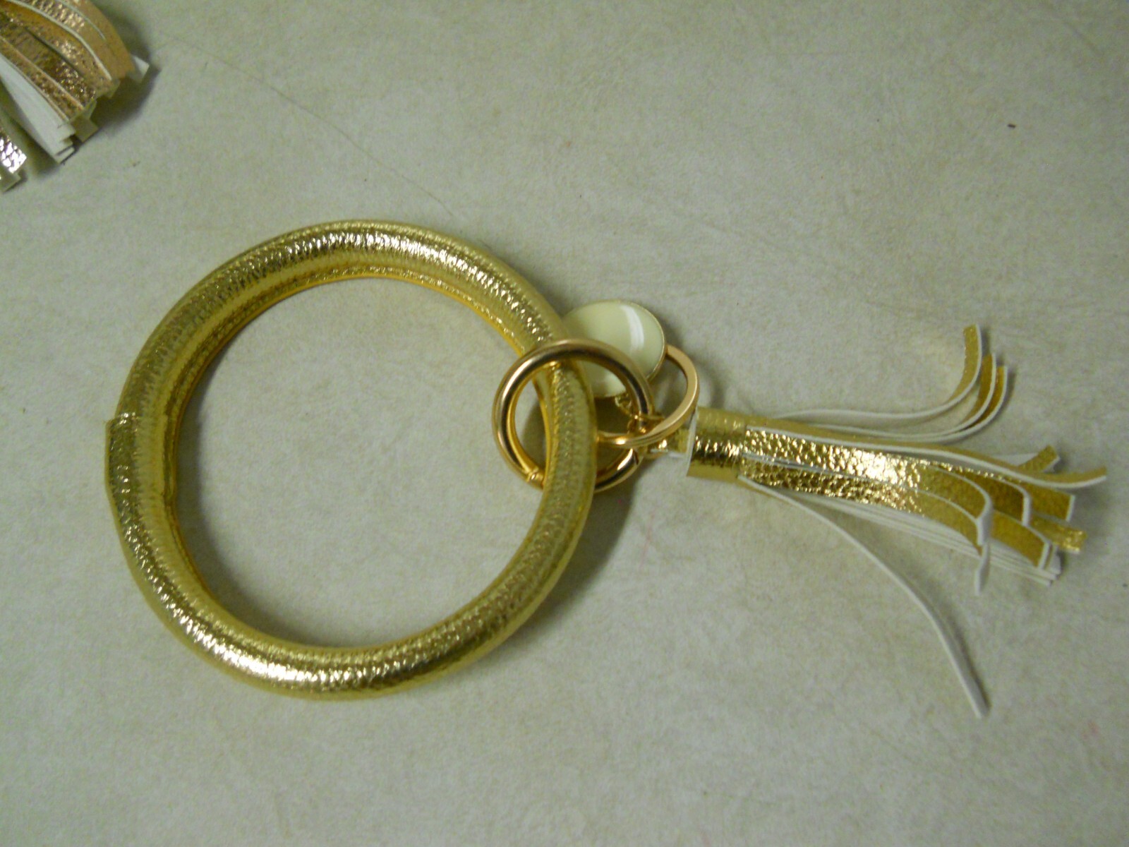 Metallic Leatherette Bangle Bracelet Wristlet Key Rings Keychain Choose UR Color