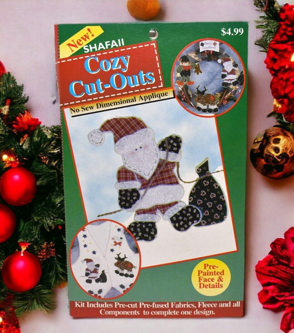 Christmas Shafaii Cozy Cut-Outs No Sew Dimensional Applique Santa w/Toys 0408-11