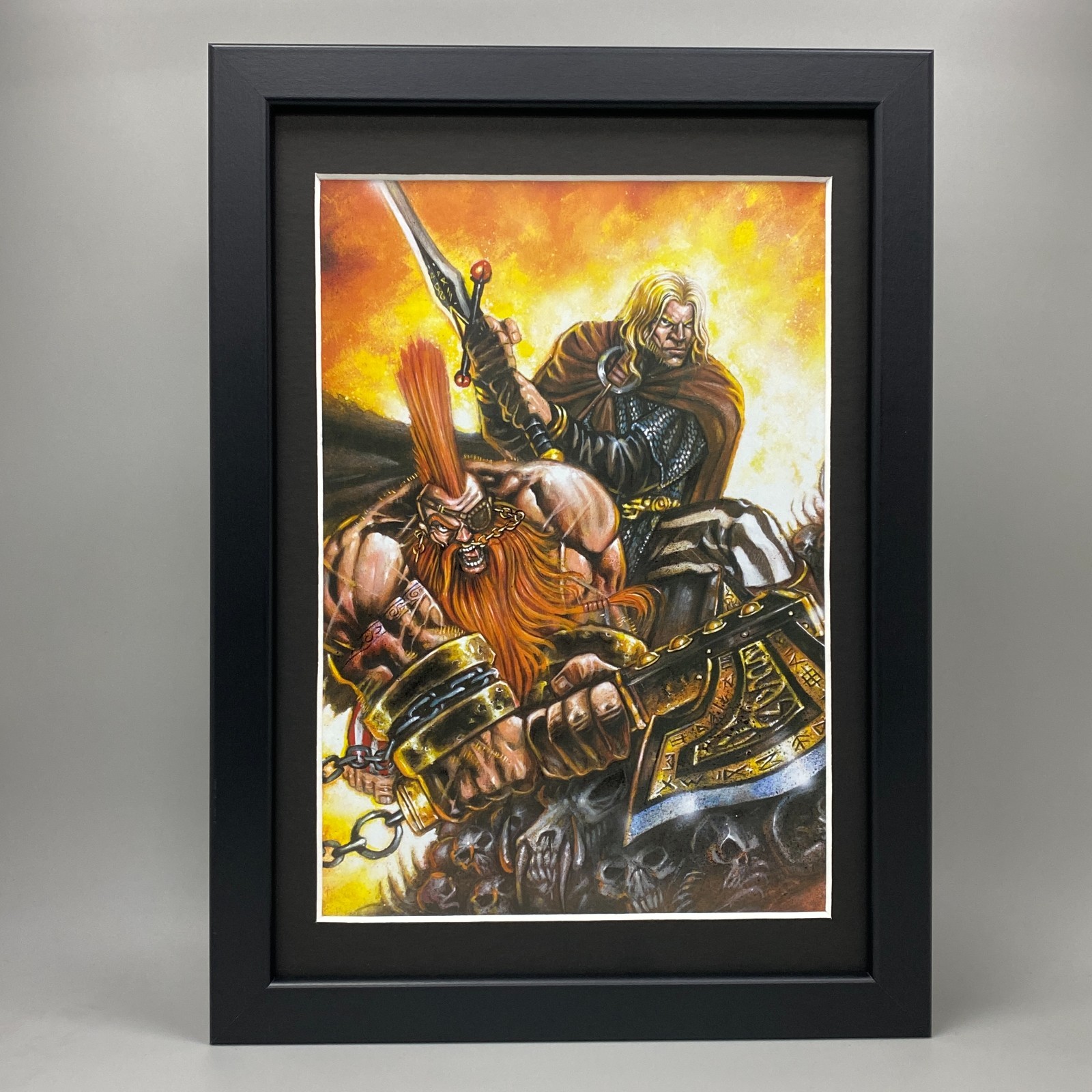 GOTREK & FELIX TROLLSLAYER FRAMED ART WARHAMMER AGE OF SIGMAR OLD WORLD AOS