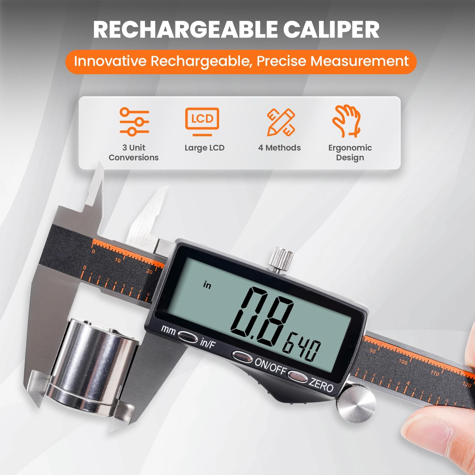 Rechargeable 6 Inch Digital Caliper Large LCD Screen Micrometer Measuring Art
