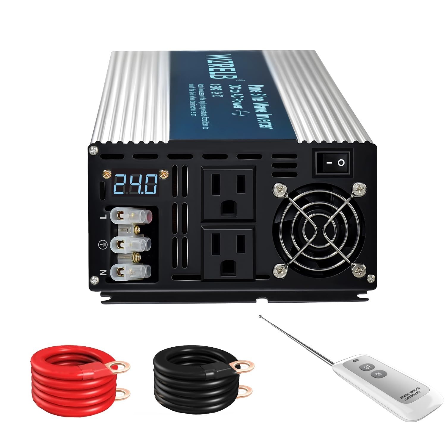 WZRELB 4000W 24VDC to 120VAC Pure Sine Wave Power Inverter RV car remote solar