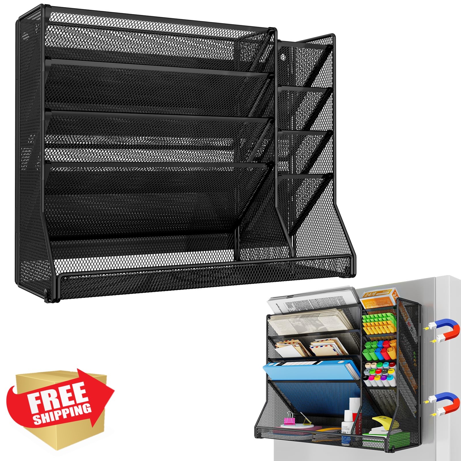 Jakyitvi Black 5 Tier Magnetic File Organizer