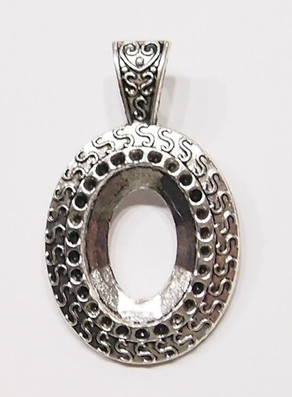 4 of 25x18mm Antique Silver Art Deco w/ Enhancer Bail Pendant Settings 53x31mm