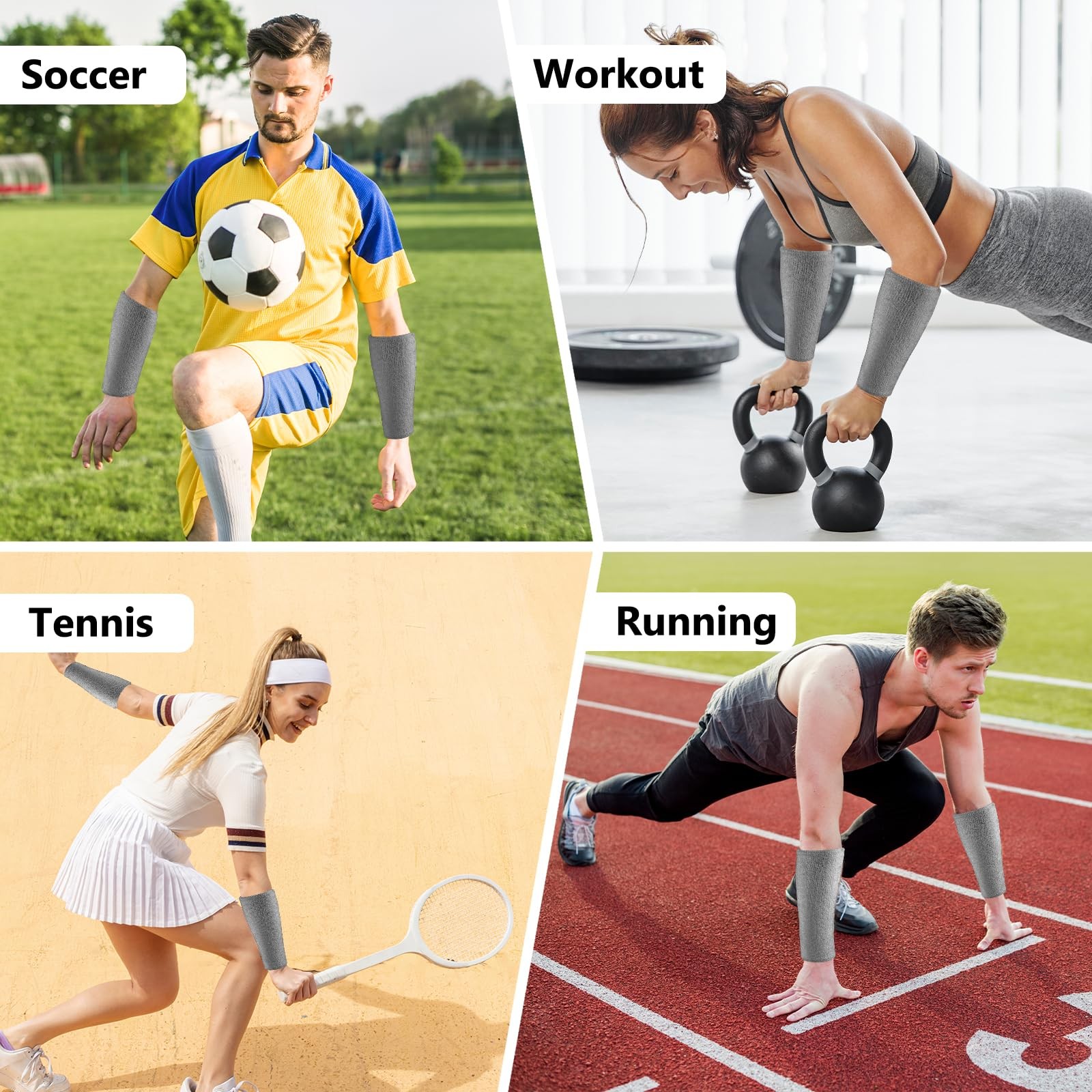 2 PCS 9-Inch Black Long Wristbands Sweatbands for Football Workout Tennis