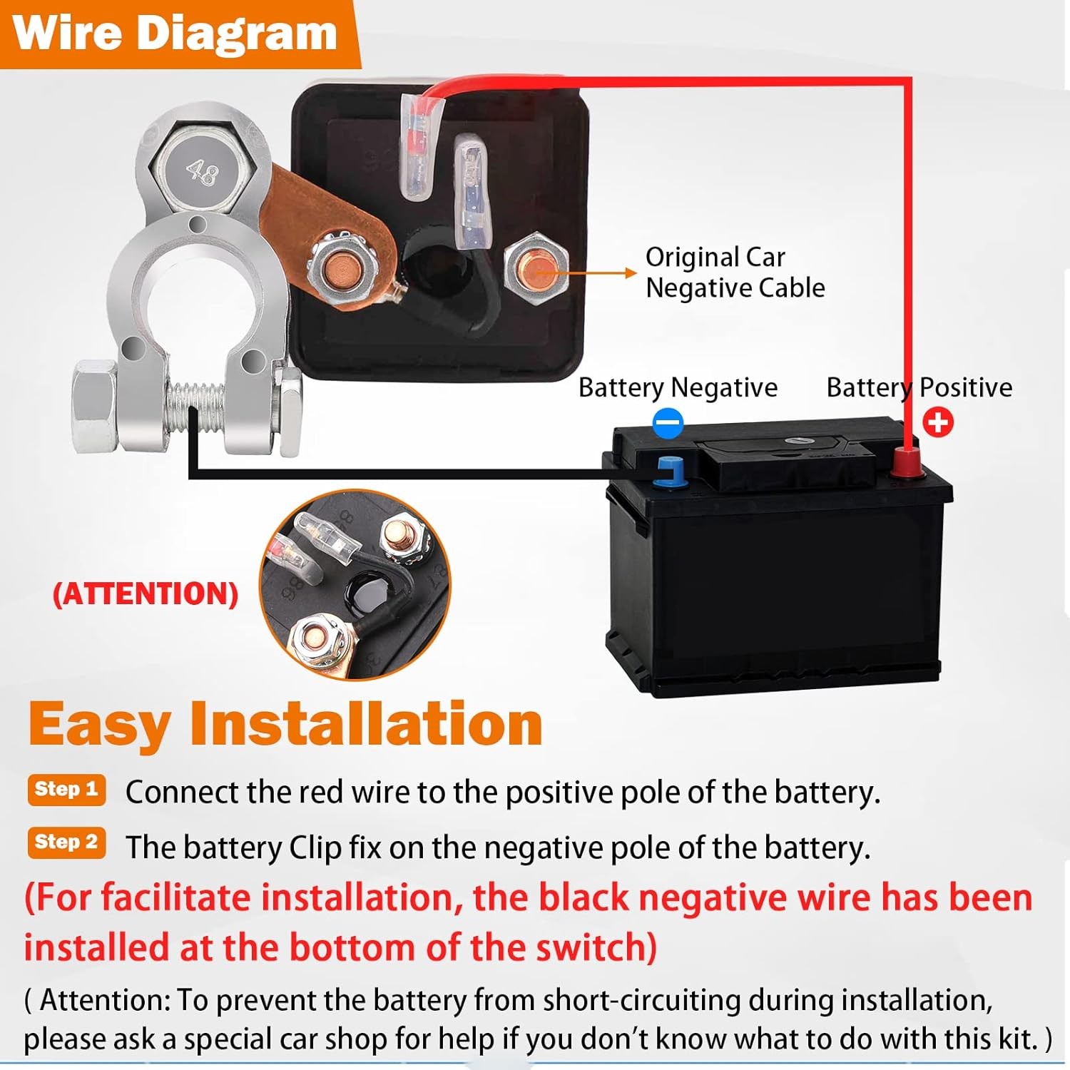 Remote Battery Disconnect Switch 12V Battery Kill Switch for Car, 200A Upgraded