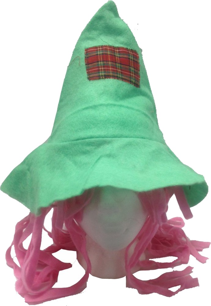 Child's Green And Pink Scarecrow Patchwork Hat Costume Accessory