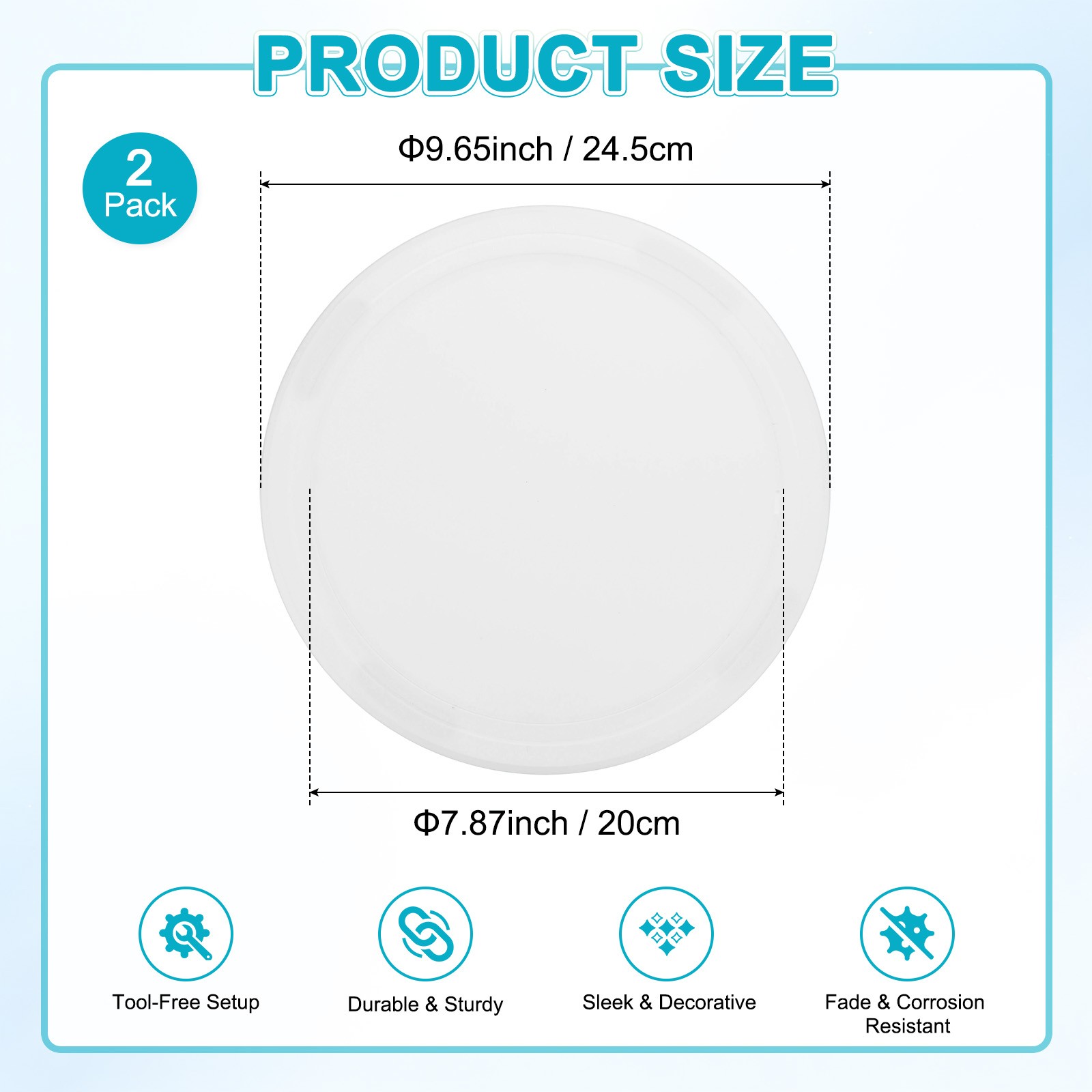 2-Pack Access Panel for Drywall, 8x8 Inch Round Plastic Removable [White]