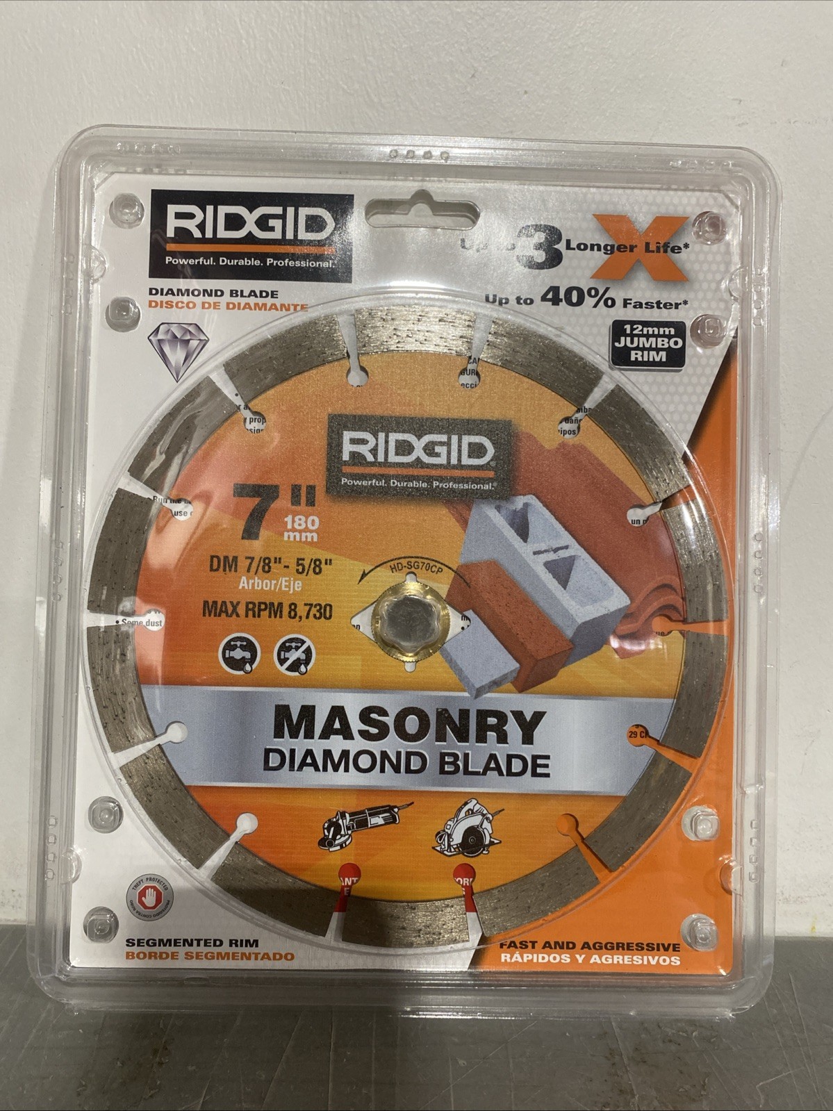 Ridgid SG70CP 7" Segmented Circular Diamond Blade for Concrete Masonry Grinder