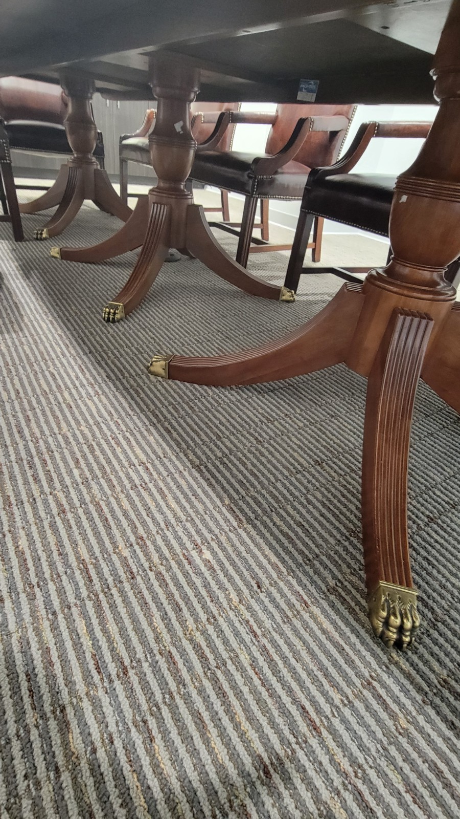 Large Handcrafted Wood Triple-Pedestal Conference Table