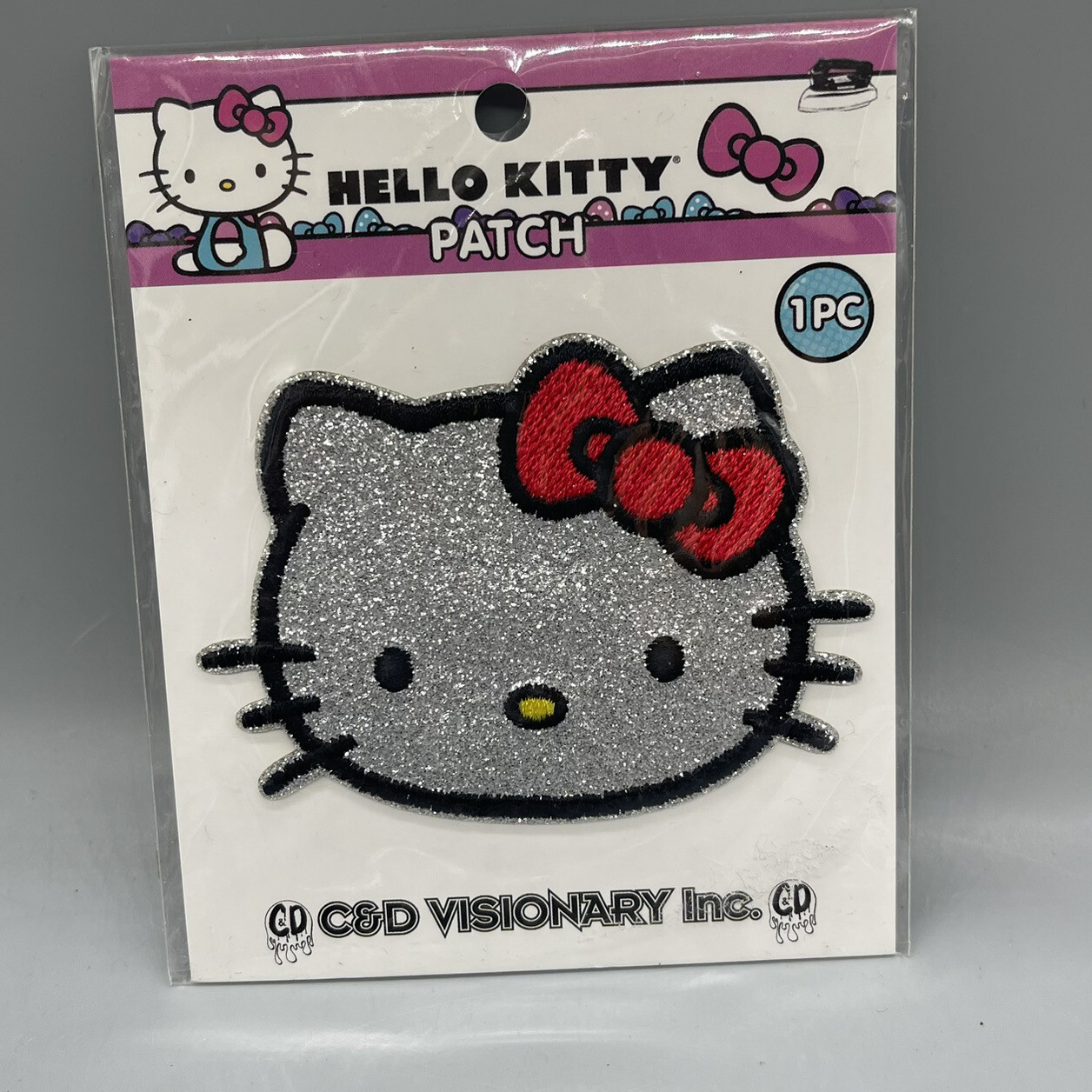 C&D Visionary Iron On Patch Sanrio Hello Kitty Glitter