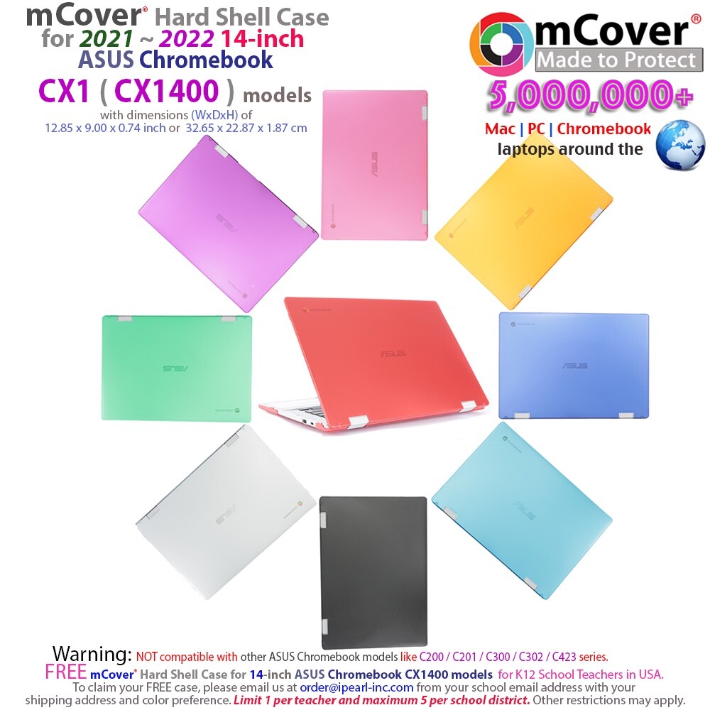 NEW iPearl mCover® Hard Shell Case for 14" ASUS Chromebook CX1 ( CX1400 ) model