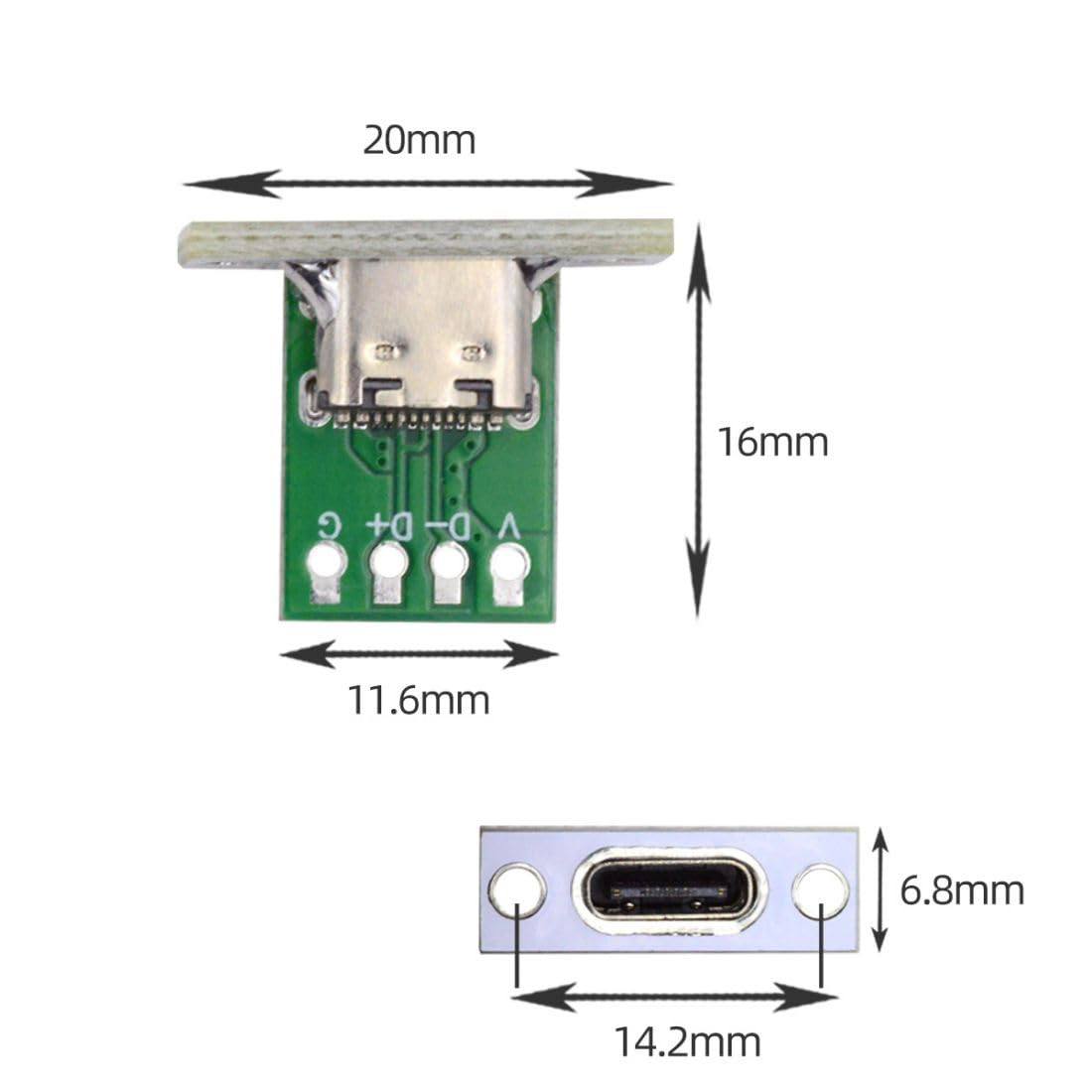 5 Pack USB C DIY Connector USB C 24Pin Female Socket Port Repair Replacement ...