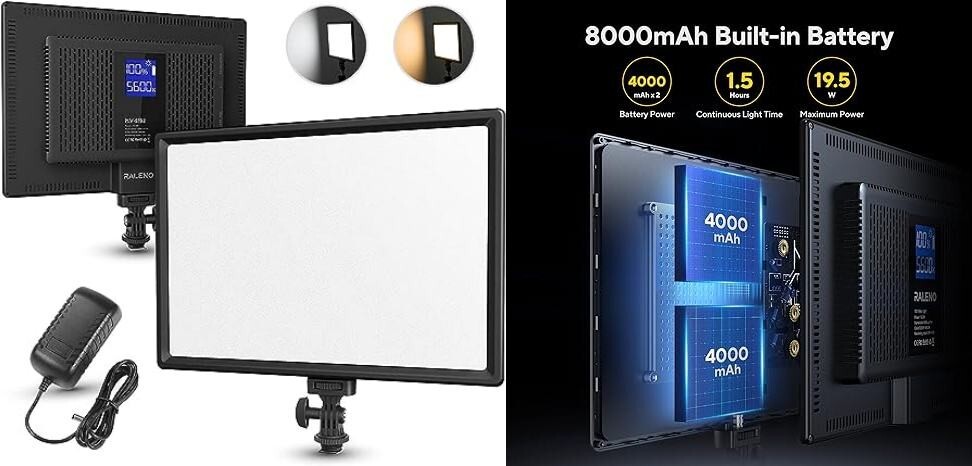 Luz suave de vídeo LED de 19,5 W luz de estudio 650 Lux incorporada 2 * 4000 mAh