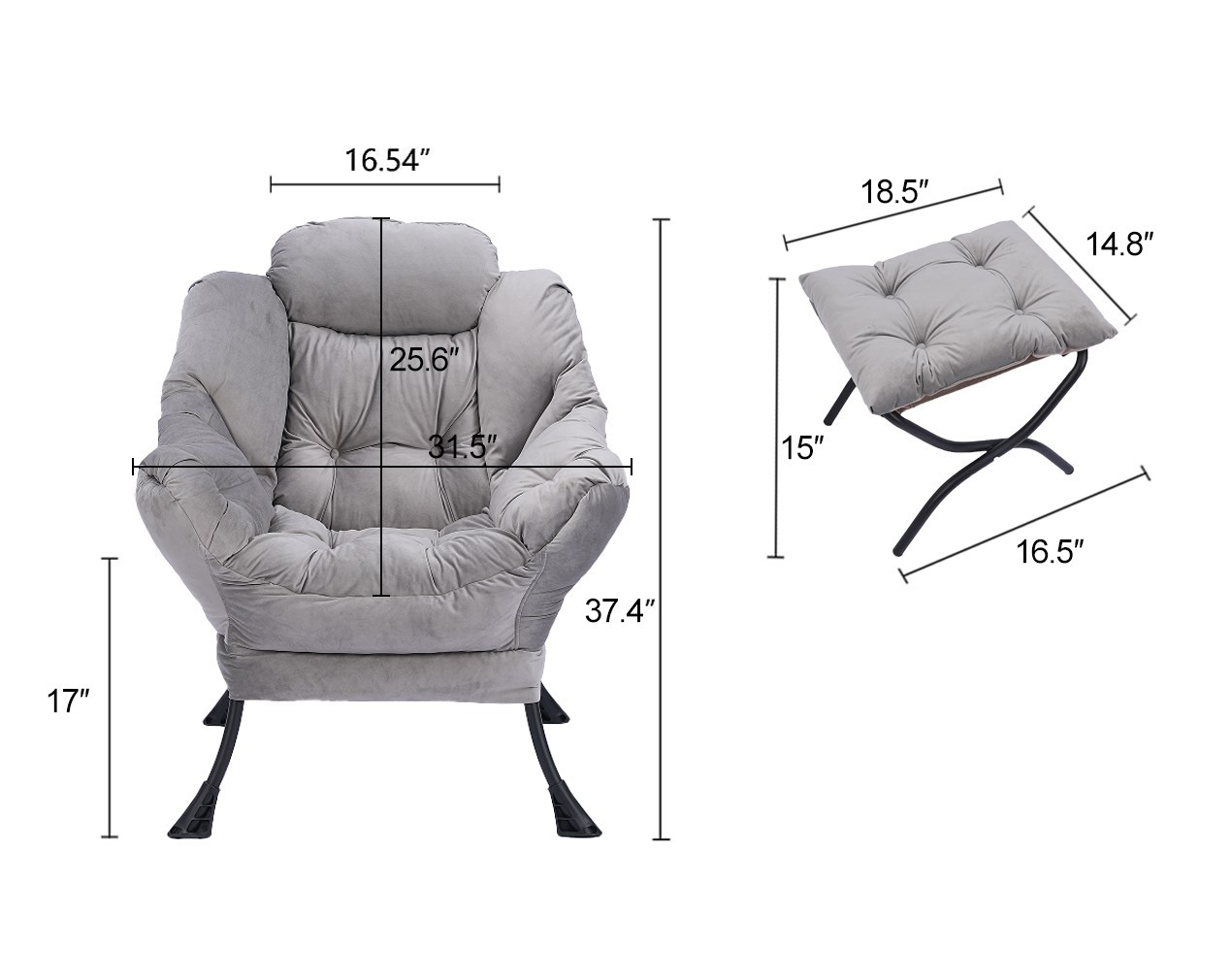 Living Room Chairs Modern Cotton Fabric Lazy Chair, Accent Contemporary