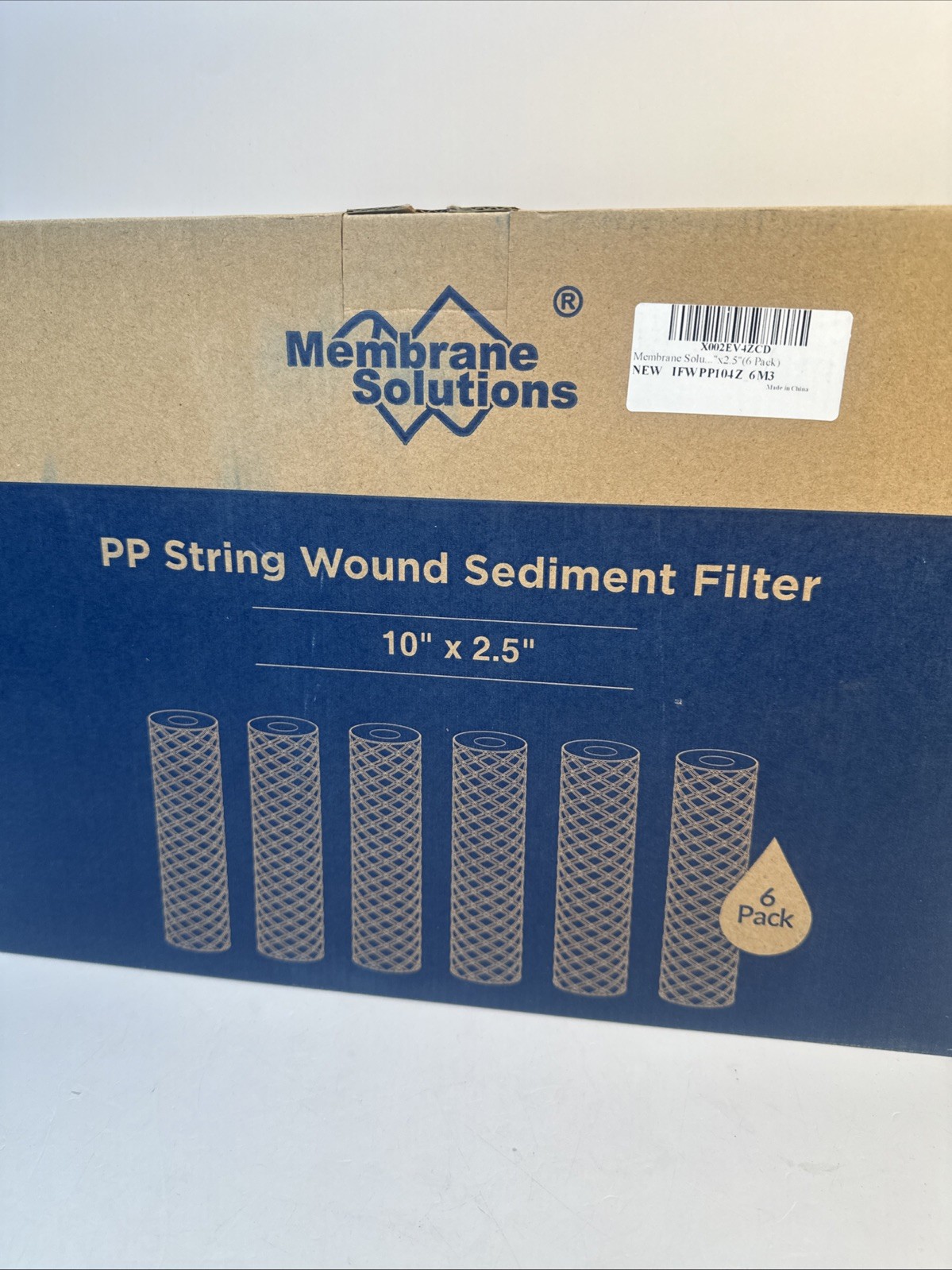 Membrane Solutions PP String Wound Sediment 20 Micron Filter 10"x2.5" - 6 Pack