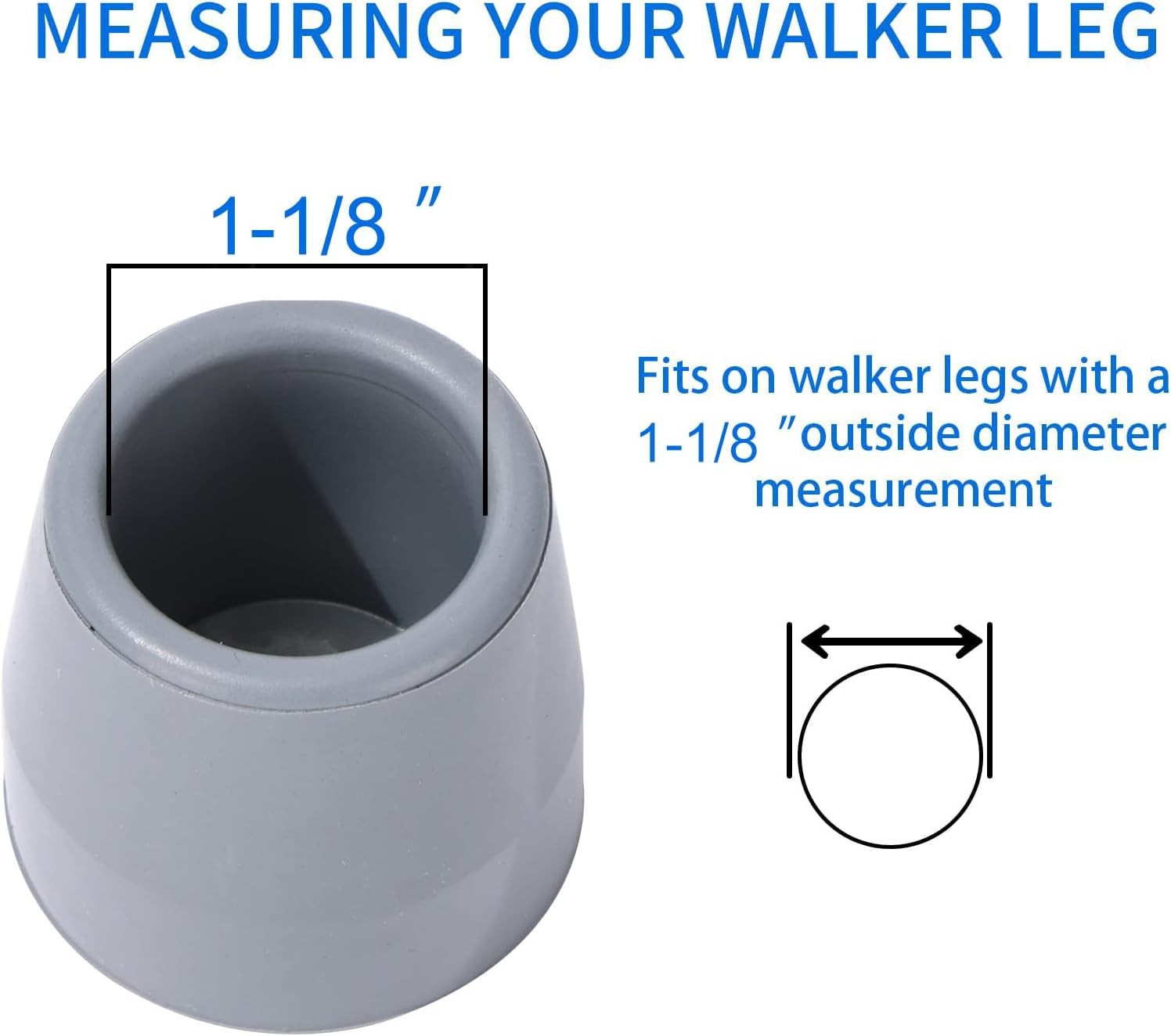 Walker Tips, 1-1/8" Heavy Duty Replacement Rubber Tips