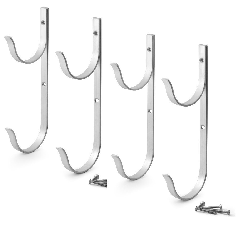 Aquatix Pro Pool Pole Hanger Premium 4pc Aluminium Holder Set, Ideal Silver