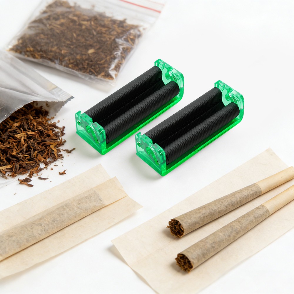70mm Automatic Cigarette Tobacco Roller Portable Plastic Rolling Machine Green