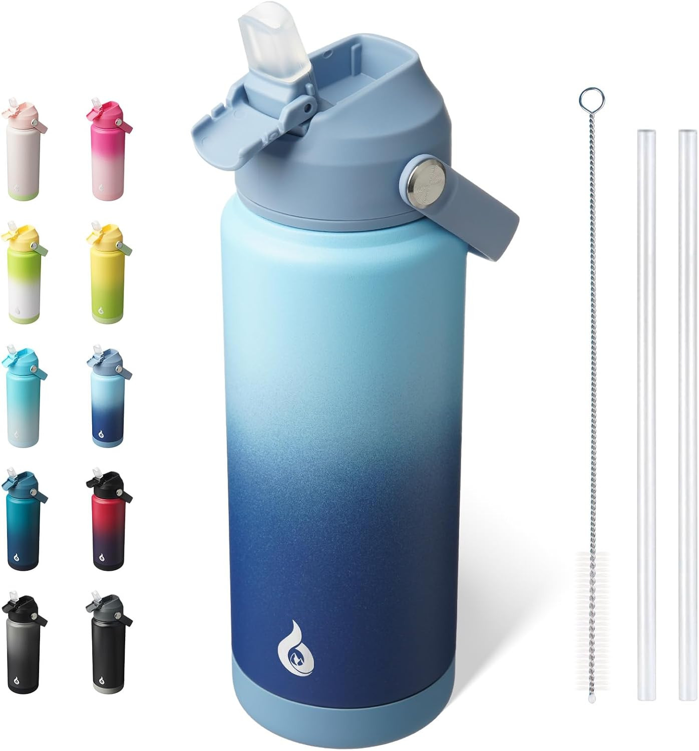 BJPKPK Water Bottle with Straw Lid, 24Oz Vacuum Insulated Water Bottles, Metal S