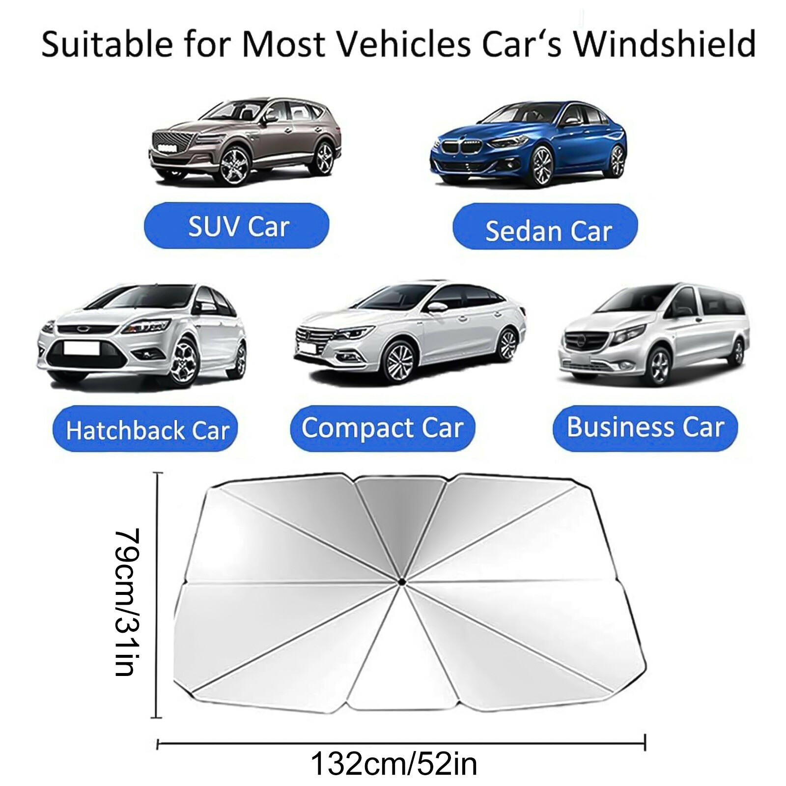 Foldable Car Sun Shade Windshield Sunshade Front Window Cover Visor UV Umbrella