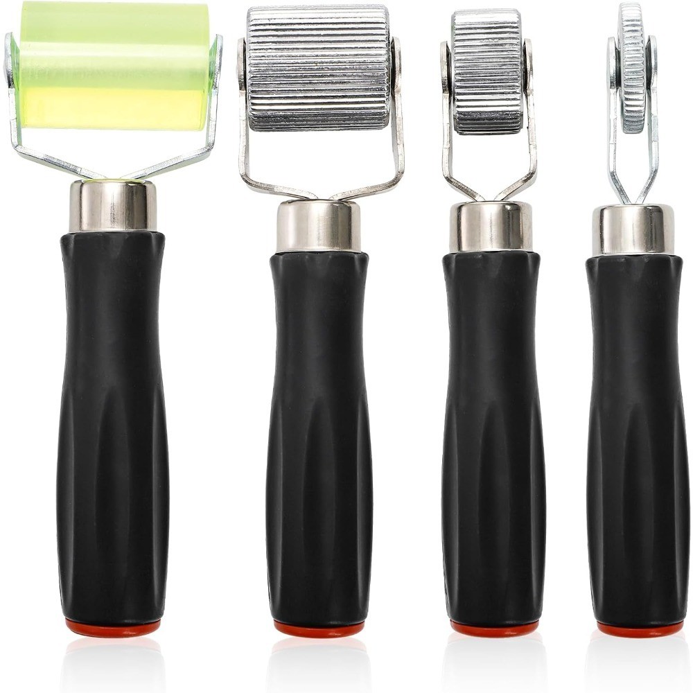 4 Pcs Car Sound Deadening Roller Tool Kit with Hand Bearing Wheel for Auto Noise