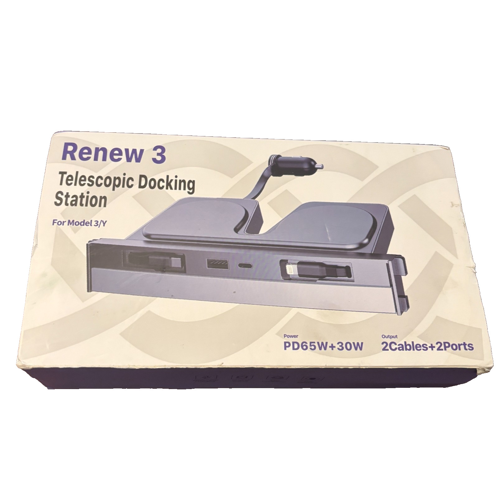LANSAN Renew 3 Telescopic USB Hub Tesla Model 3 Y PD65W 30W 2021-2023 Open Box