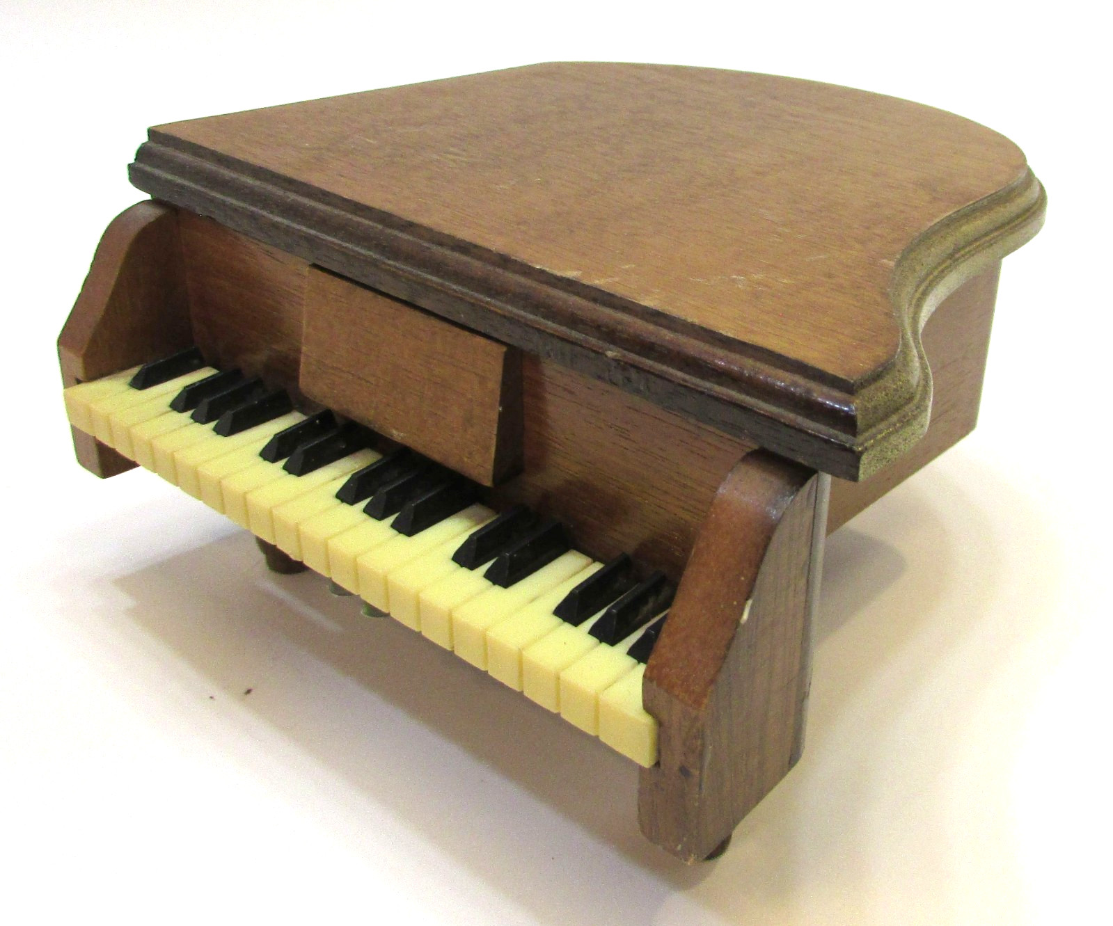 Old Miniature 3x6 Wood 3 Leg Baby Grand Piano Vintage Bar Drink Coaster Set of 4