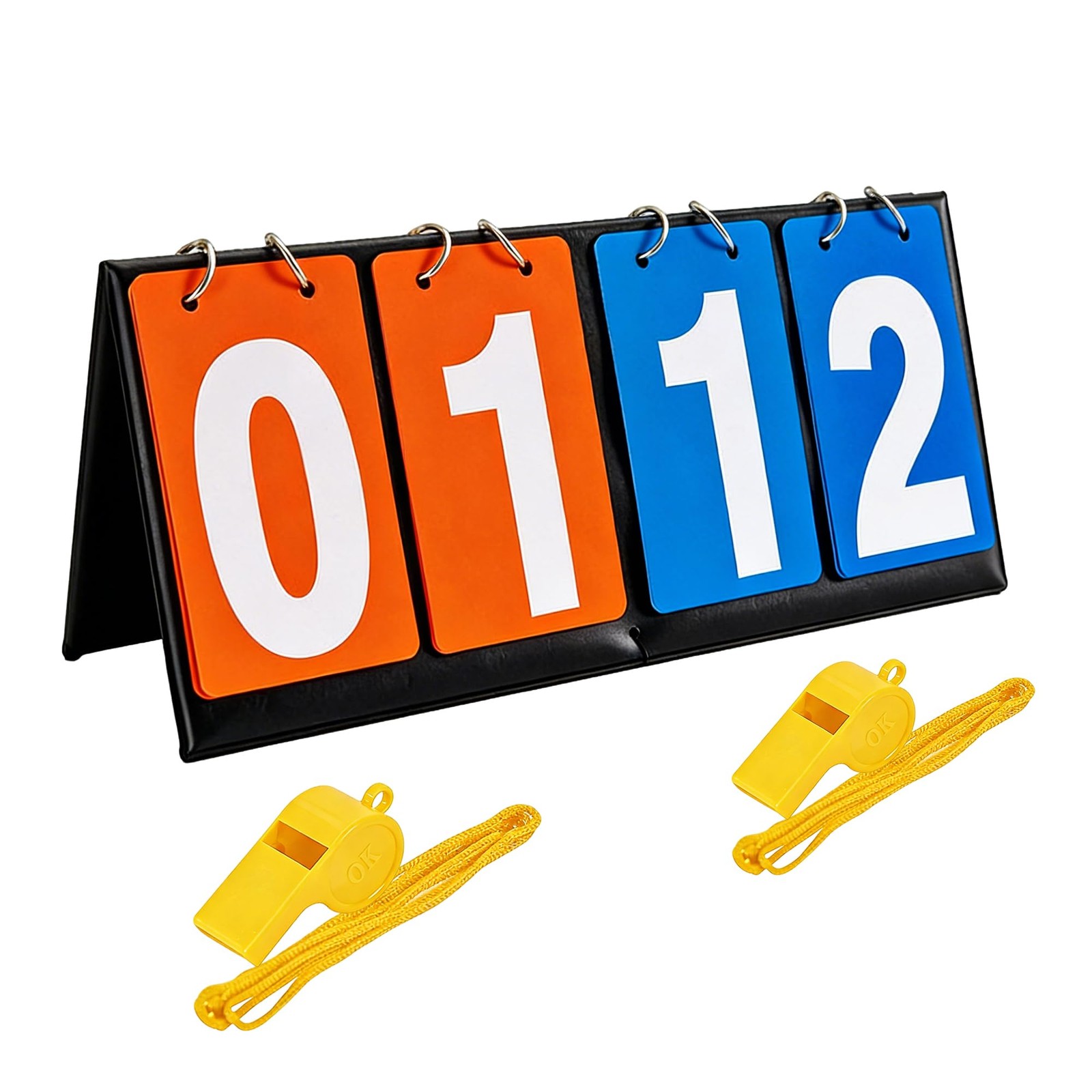 Portable Desktop Flip Scoreboard 4Digit 2 Whistles Mouthguards MultiSport