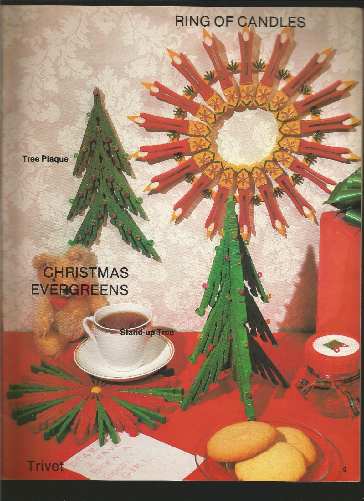 Clothespin Craft Patterns Eagle Dog Lion Dolls Planters Christmas Vtg 1980s P43