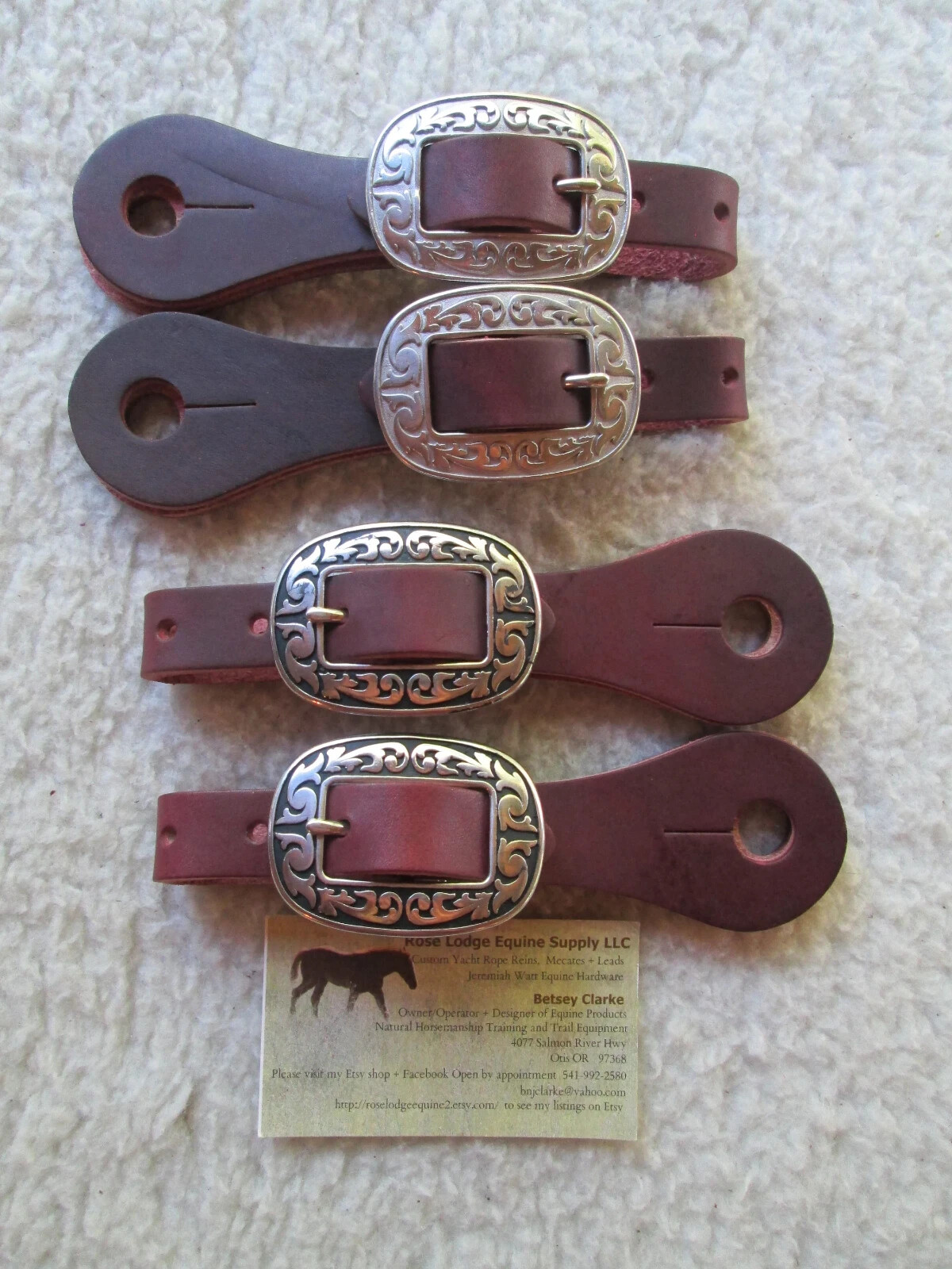 Buckle On Slobber Straps w Jeremiah Watt OVAL Buckles Brown USA Leather