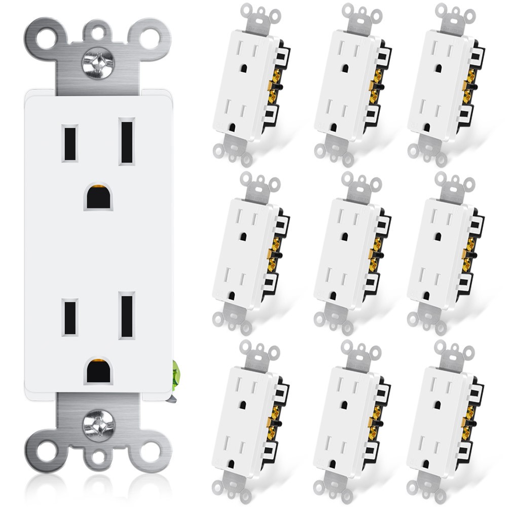 Decorator Receptacle Wall 15A 125V 3-Wire Self-Grounding TR Residential Grade×10