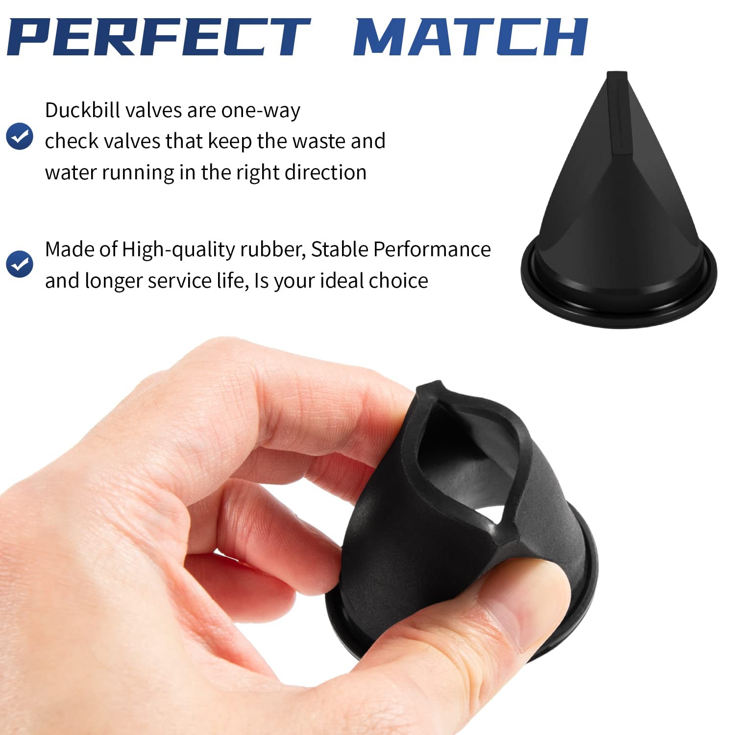 4 Pack DB Valve 1-1/2" Black Duckbill Valve Kit Replace fit for Dometic 38531...
