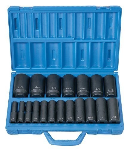Grey Pneumatic Corp 1319D 1/2'' Drive Deep Length Fractional Master Set - 19...