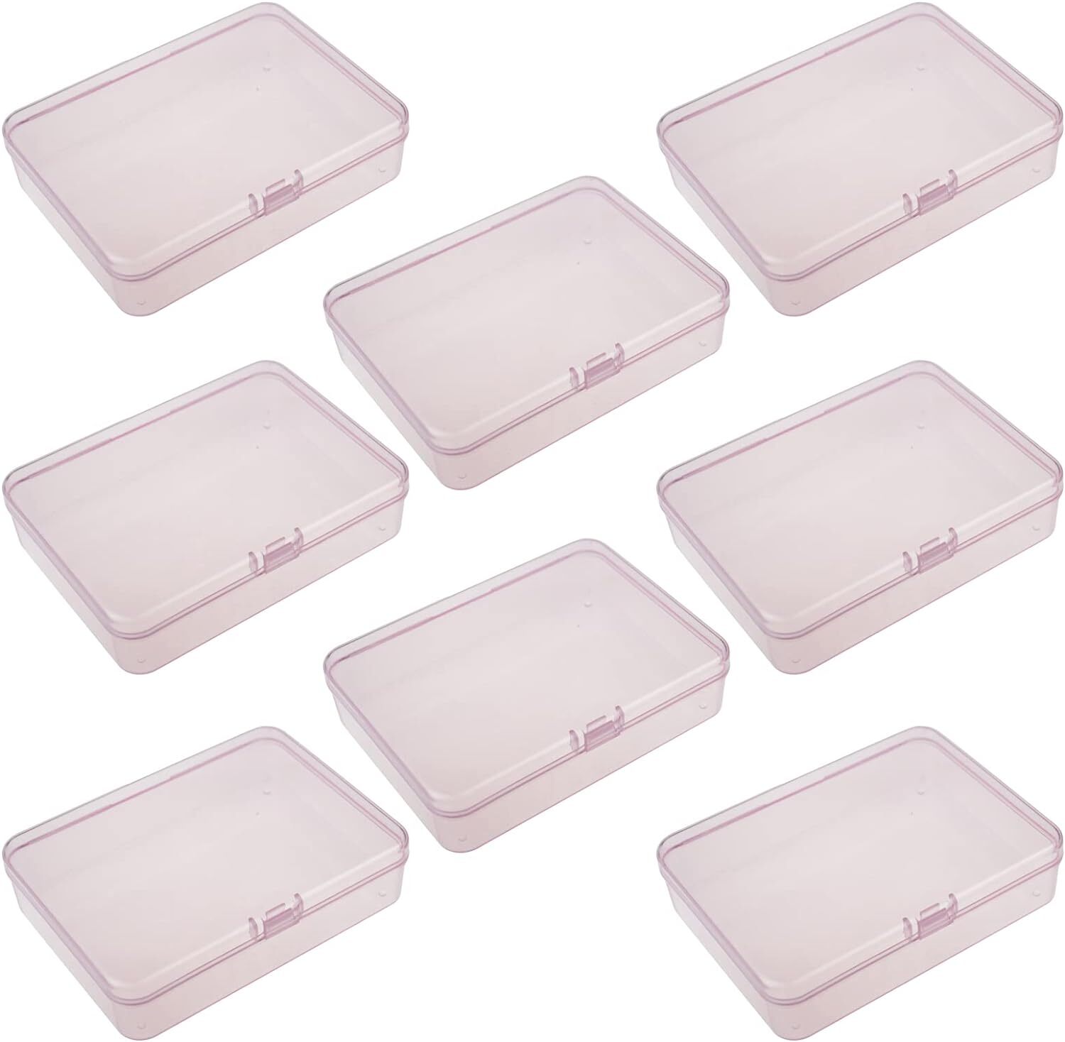 Goodma 8 Pieces Rectangular Plastic Boxes Empty 4.5 x 3.3 x 1.1 inch, Pink