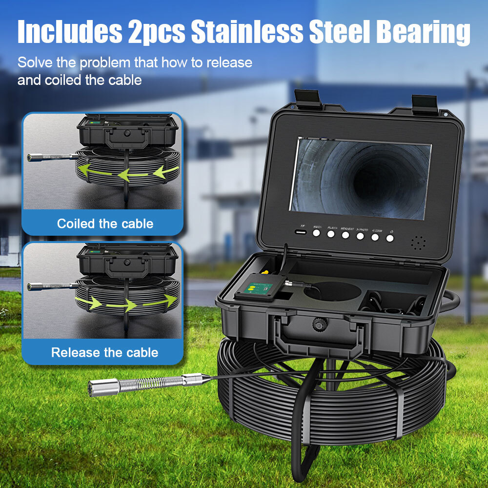10.1" 70M Pipe Inspection Camera with 512HZ Locator Self-leveling Meter Counter