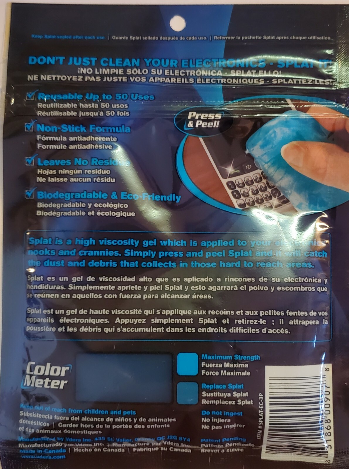 Vdera Splat Blue Electro Clean Cleaning Putty - 3 oz. - SPLAT-EC-3P