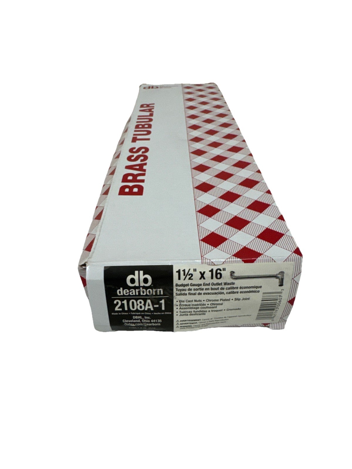 Dearborn Brass 2108A 1 Budget Gauge End Outlet Waste Chrome Plated 11/2 X 16