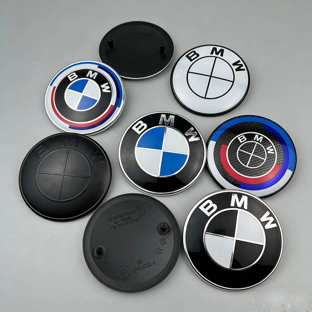 2pcs 74mm 82mm Car Front Hood Bonnet Emblem Rear Trunk Badge For BMW E30 E36 F34