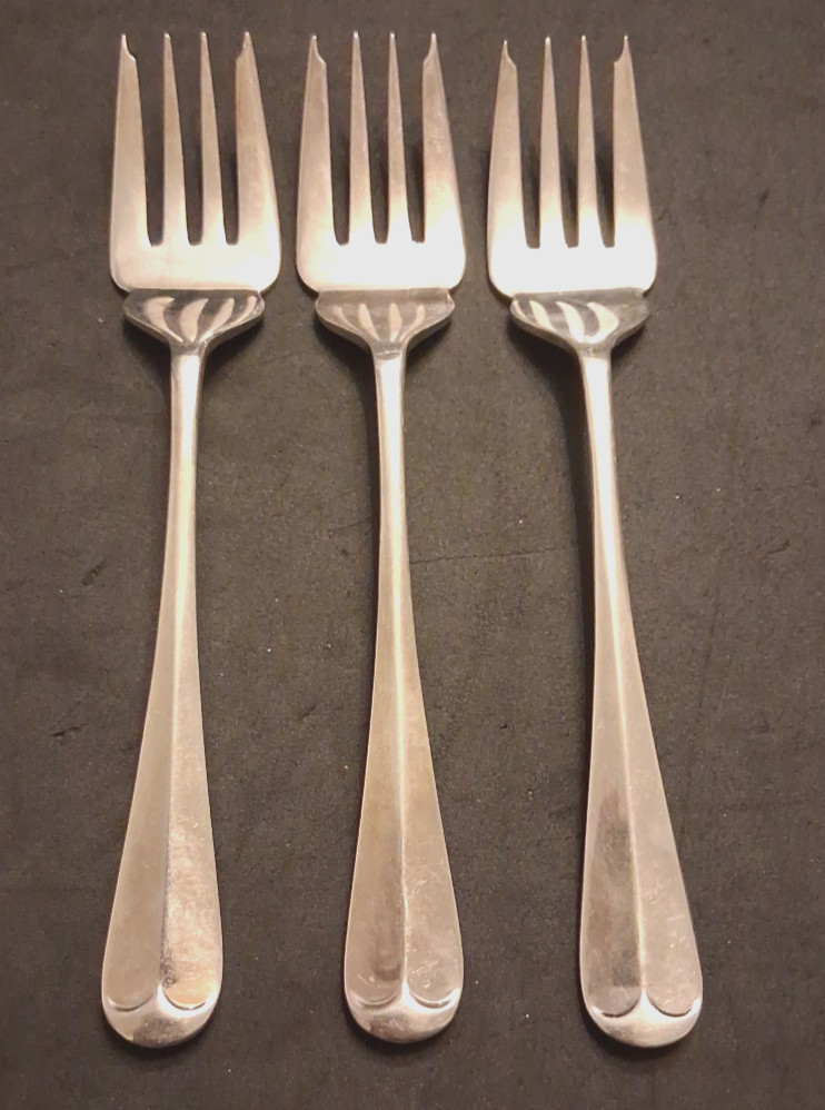 Vtg Lot Of 3 Worcester Silver Co Queen Anne 6 7/8" Salad Fork Flatware Lot