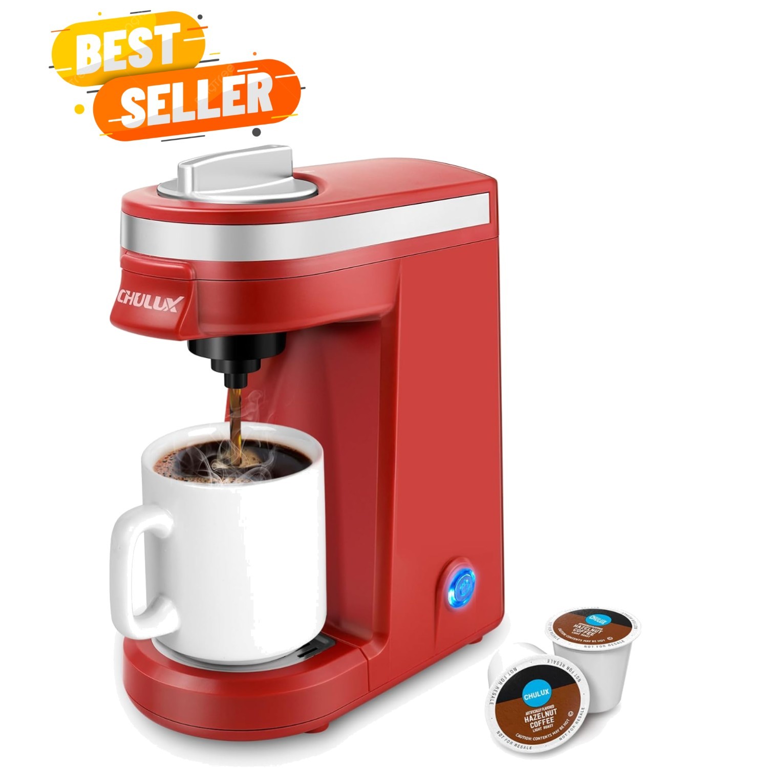 Red Compact Drip Coffee Maker with Auto Shut-off: Perfect for One Cup Brews