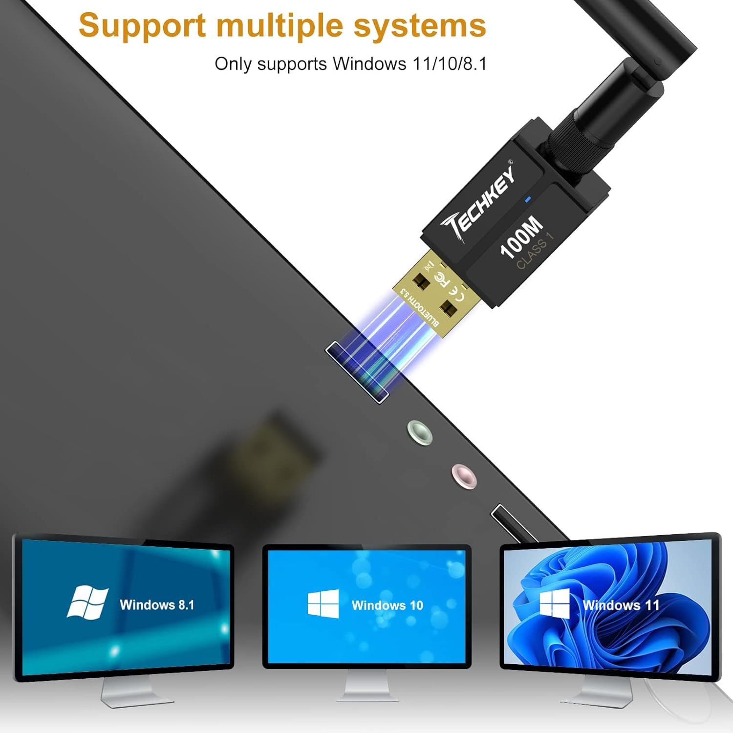 USB Bluetooth 5.3 Adapter Long Range 328FT for PC Wireless Audio Mouse Keyboard