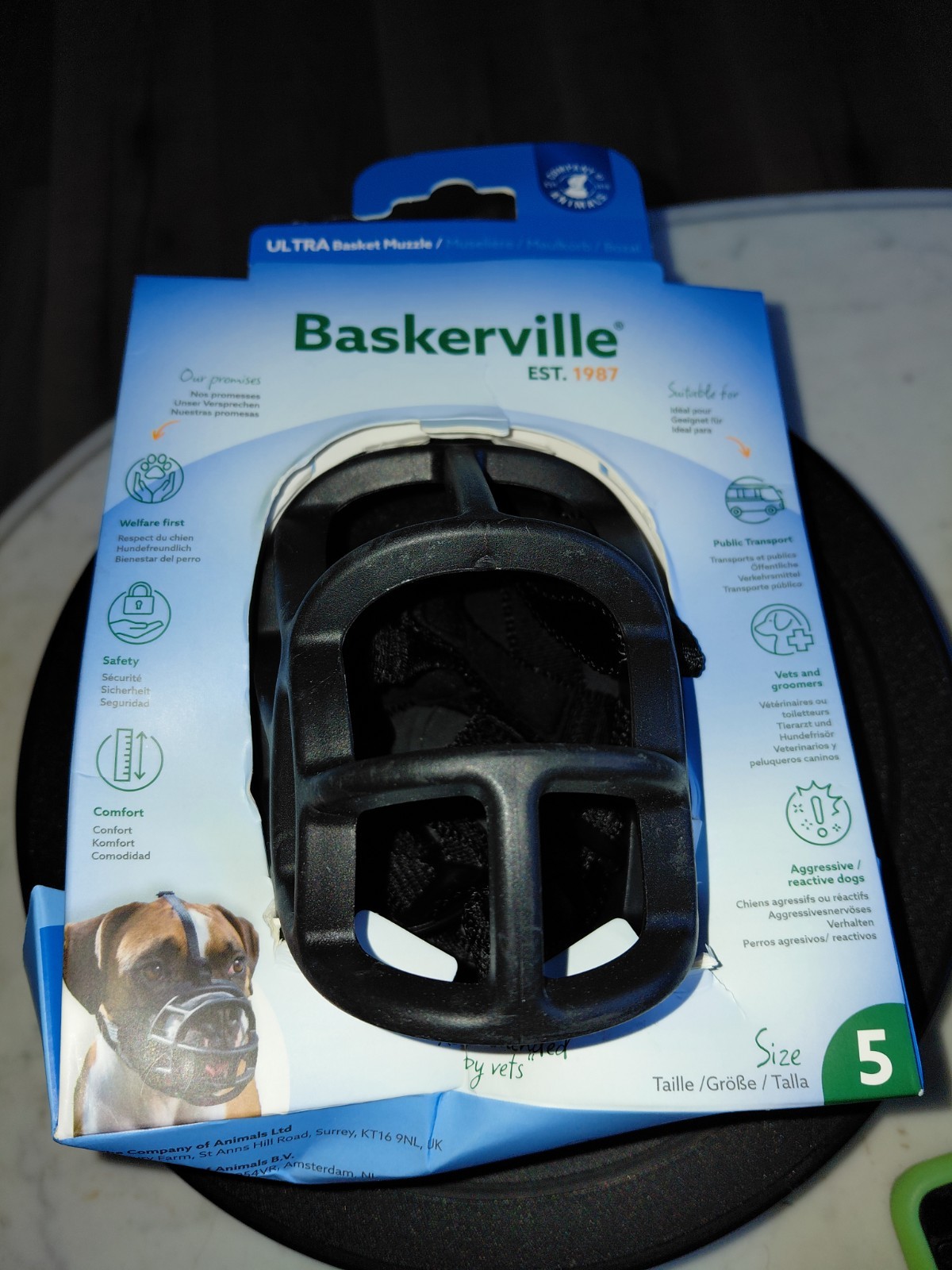 Baskerville Ultra Muzzle for Dogs, Size 5 - Black Open Box New
