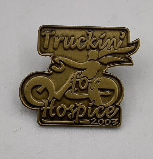 VTG Harley Davidson Motorcycle Riders Button Pin Truckin' For Hospice 2003