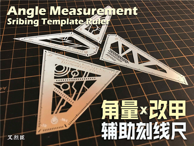 Angle Measurement Scribing Template Ruler Model Building Tools 4in1