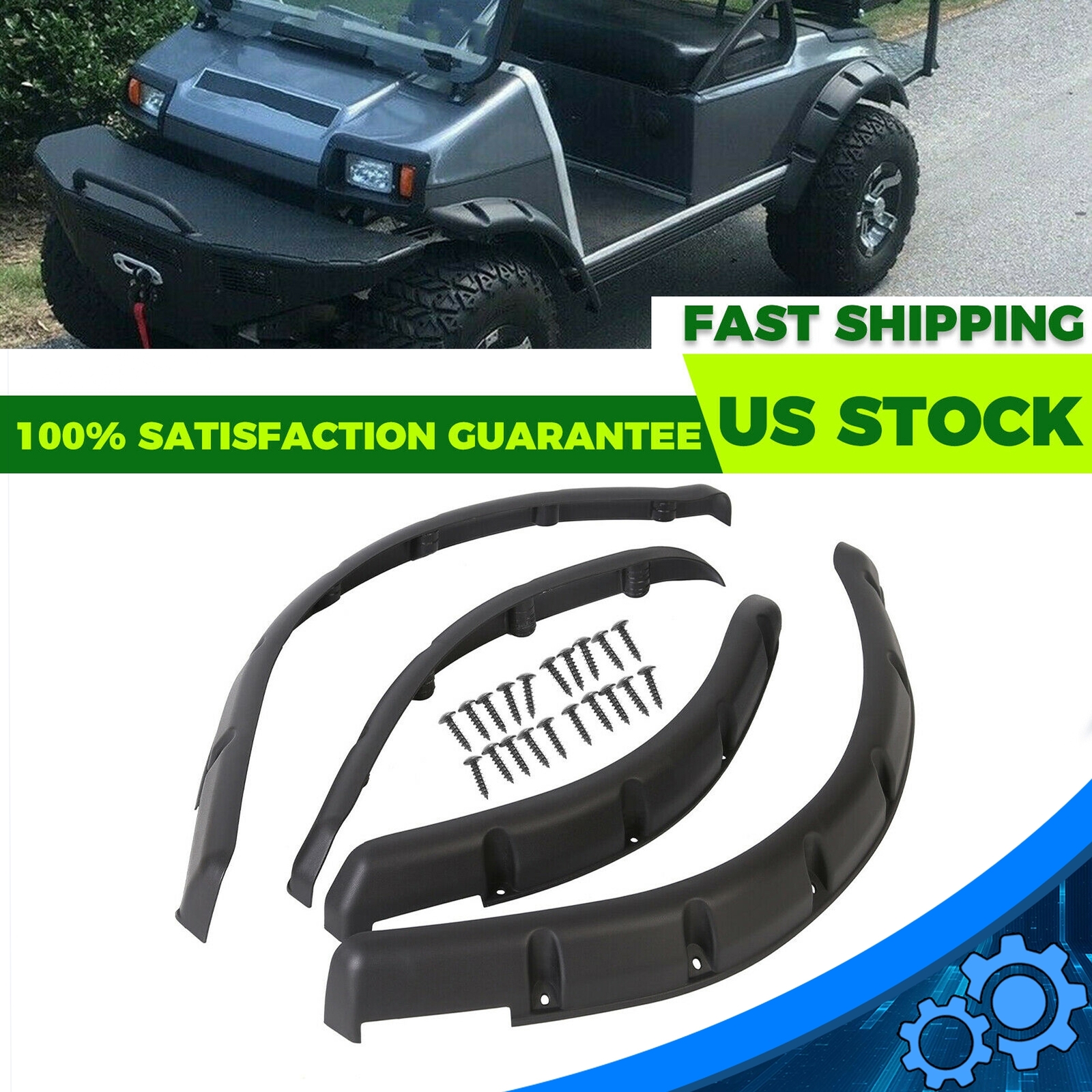 4PCS Front Rear Fender Flares For Club Car DS 1993 1994-UP Golf Carts W/Screws