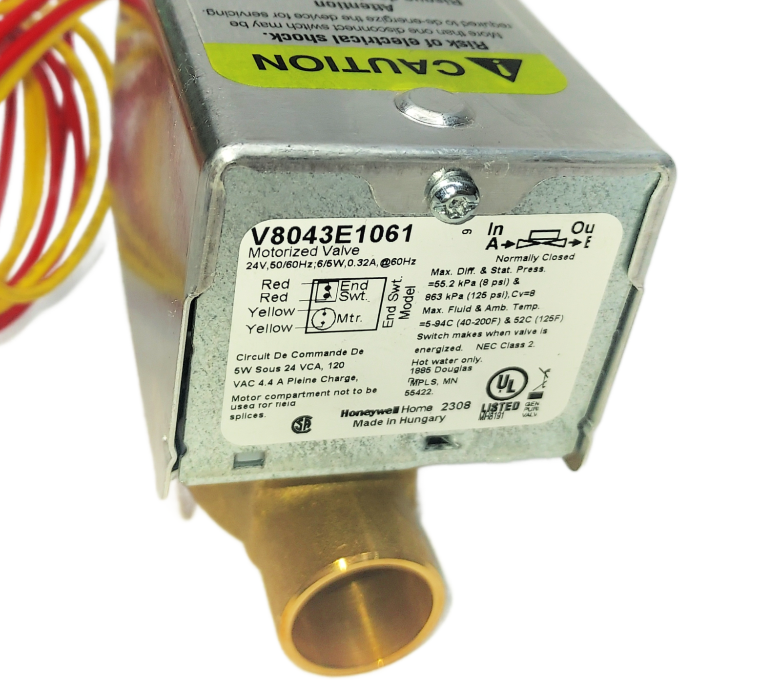 Honeywell Home V8043E1061/U Motorized Valve 24V 3/4″ Id Sweat